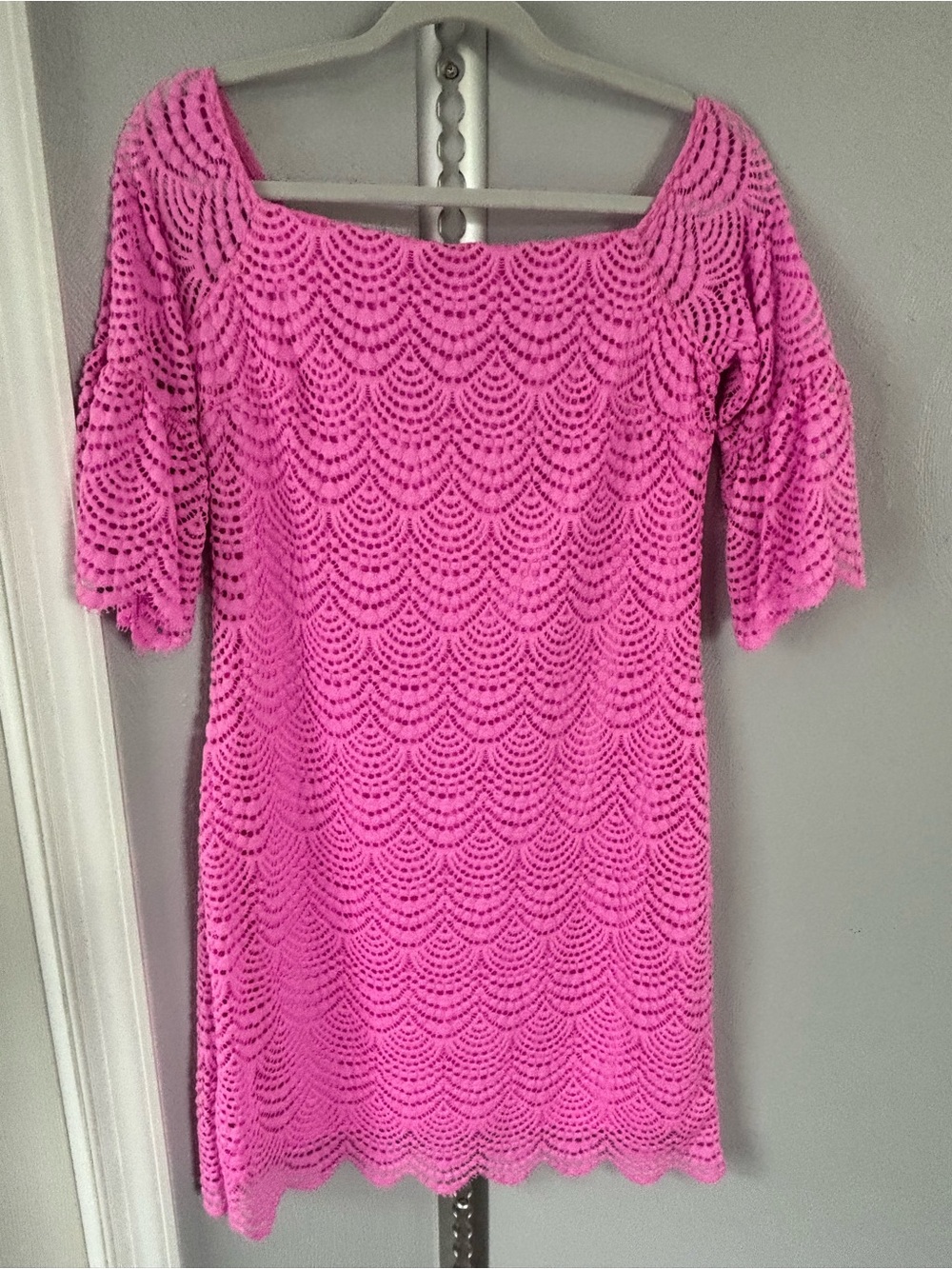 Lilly Pulitzer Bright Pink Crochet Mini Dress